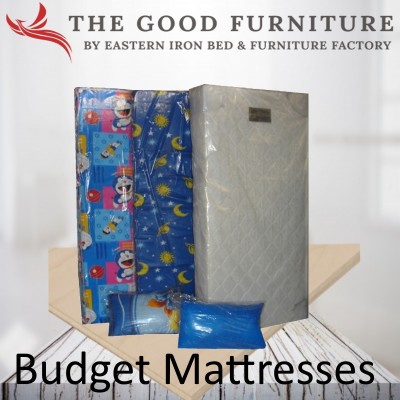 [TheGoodFurniture]单尺寸床垫。海绵。泡沫。木制床板。胶合板。预算便宜。枕头。工人宿舍。